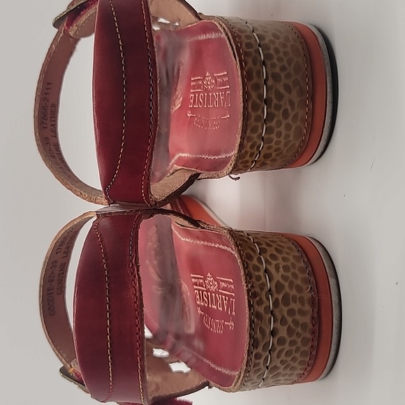 L'ARTISTE 🌺🌼 Goodie Sandal sz8.5 embellished leather handcrafted SPRING … - Picture 7 of 12
